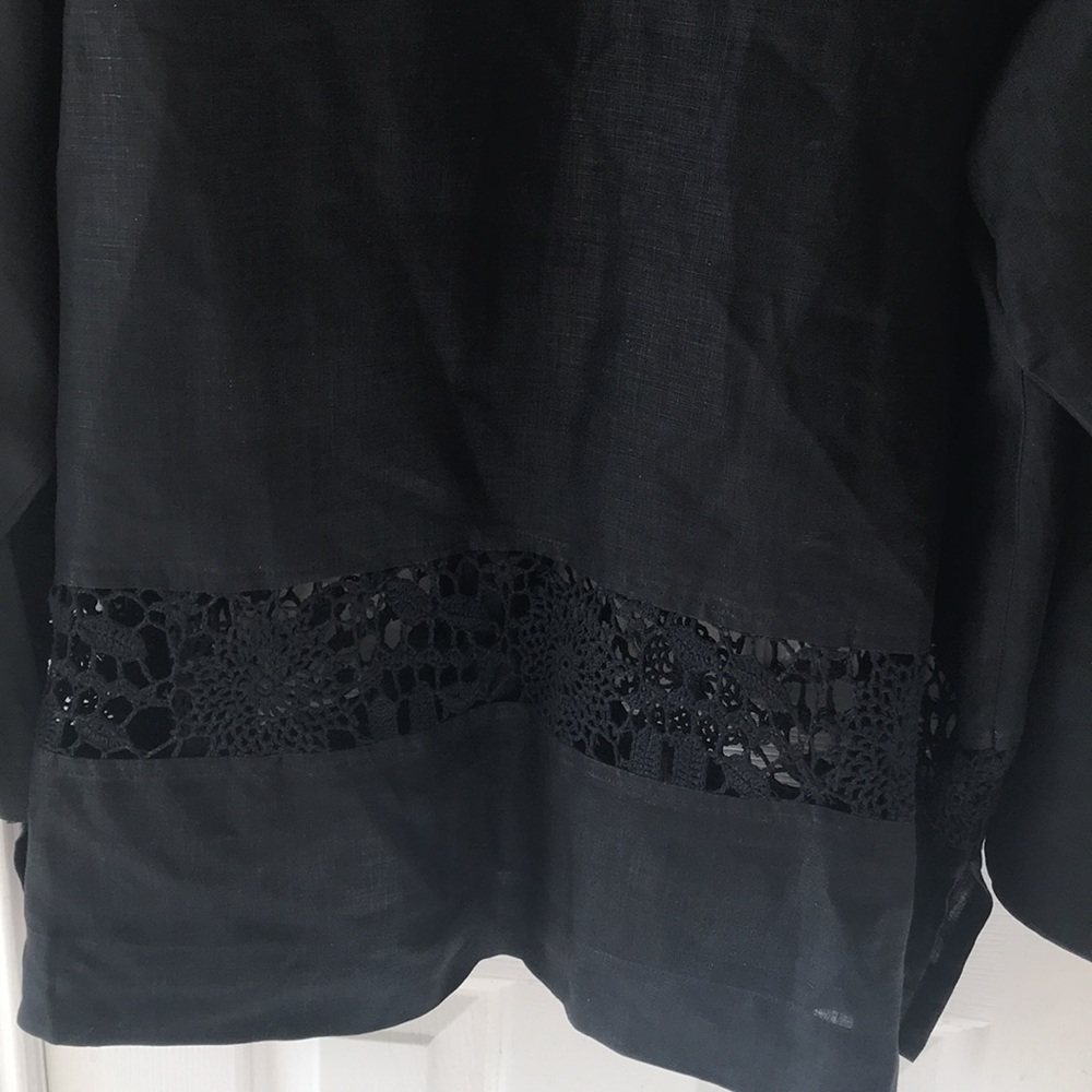 David Dart Linen Top With Front Buttons And Lace/… - image 7